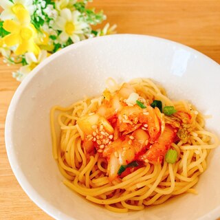 乾麺に♪キムチトッピング（ソーメン、うどん、そば）